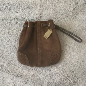 Authentic Coach suede leather wristlet